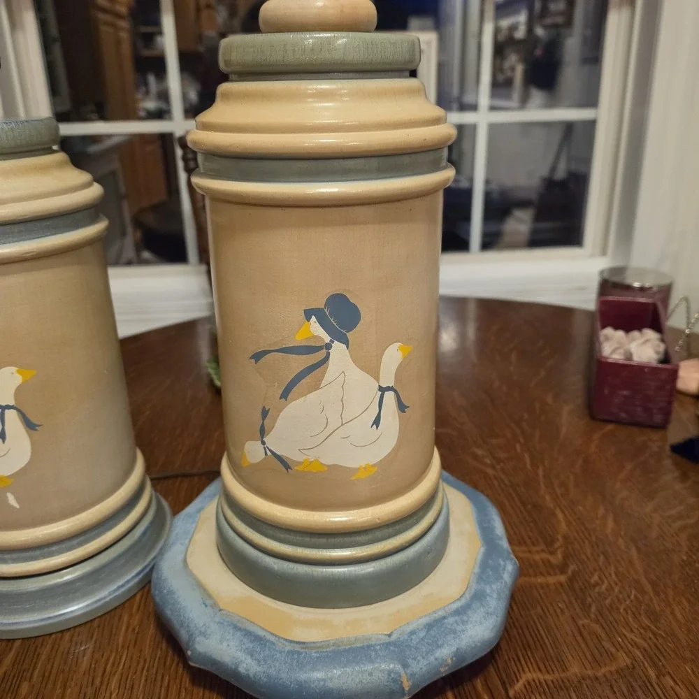 Vintage matching country goose lamp set table lamp & Floor Cottagecore